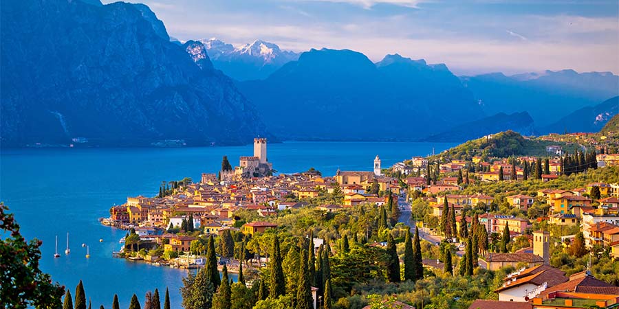 Cruising across Lake Garda to Limone and Malcesine